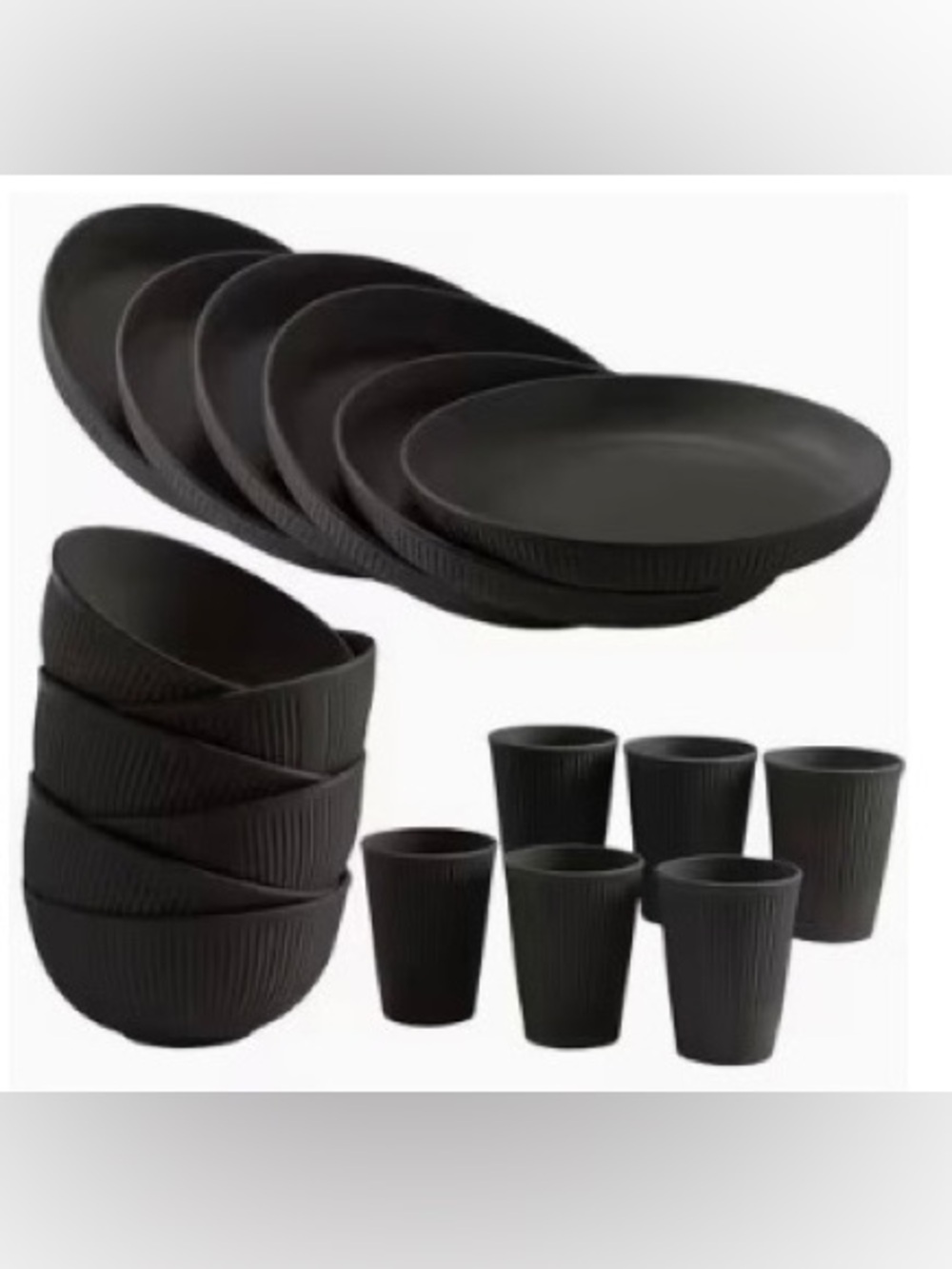 Black 18-Piece Dinnerware Set - Elegant Home Dining